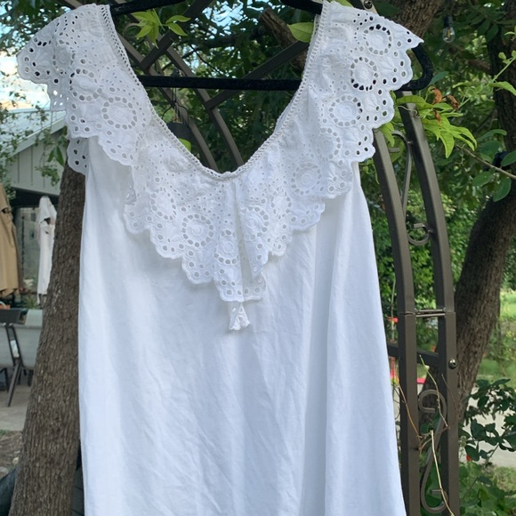 Lilly Pulitzer Plaza Blouse Top Eyelet Embroidery Ruffle Cotton White XL - Picture 5 of 6